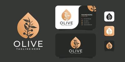 huile d'olive or luxe fleur beauté logo design concept vectoriel