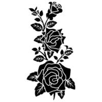 décoration fleur rose noire silhouette vecteur