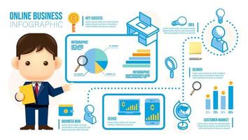 icône d'infographie d'entreprise en ligne. graphique d'entreprise de présentation d'homme d'affaires. vecteur