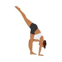 femme faisant debout split pose urdhva prasarita ère padasana exercice. illustration de vecteur plat isolé sur fond blanc