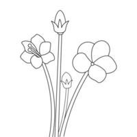clip art fleur coloriage ligne croquis dessin fleur pétale vecteur