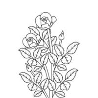illustration de page de coloriage d'objet d'art de ligne de fleur rose pour enfant et adulte vecteur