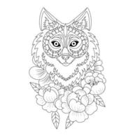 livre de coloriage loup, pour coloriage, gravure, tatouage, impression sur textile, t-shirt ou logo, illustration vectorielle vecteur