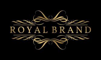 modèle de logo de crête royale vintage doré luxueux pour organisateur de mariage, soins de beauté, spa ou boutique vecteur