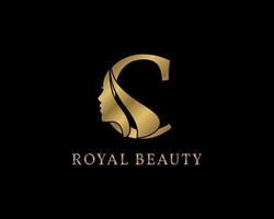 décoration luxueuse de visage de beauté de lettre c pour le logo de soins de beauté, l'image de marque personnelle, le maquilleur ou toute autre marque et société royale