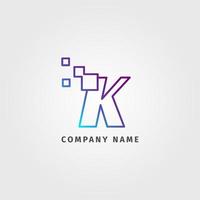 logotype tendance lettre k pixel décoration pour entreprise de services numériques vecteur