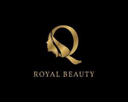 décoration luxueuse de visage de beauté de lettre q pour le logo de soins de beauté, l'image de marque personnelle, le maquilleur ou toute autre marque et société royale vecteur