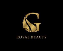 décoration luxueuse de visage de beauté de lettre g pour le logo de soins de beauté, l'image de marque personnelle, le maquilleur ou toute autre marque et société royale vecteur