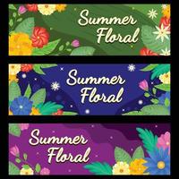 bannière florale d'été colorée vecteur