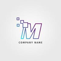 logotype tendance lettre m décoration pixel pour entreprise de services numériques vecteur