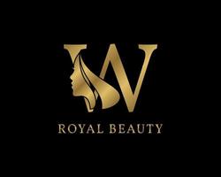 lettre de luxe w décoration de visage de beauté pour le logo de soins de beauté, l'image de marque personnelle, le maquilleur ou toute autre marque et société royale vecteur