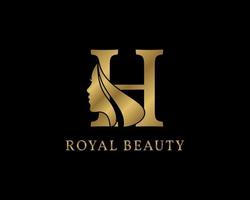 décoration luxueuse de visage de beauté de lettre h pour le logo de soins de beauté, l'image de marque personnelle, le maquilleur ou toute autre marque et société royale vecteur