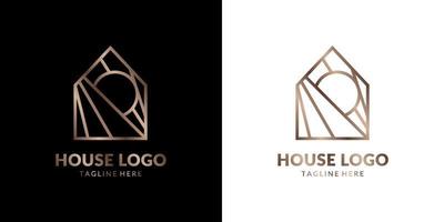 maison d'art en ligne abstraite minimaliste et élégante avec logo lune ou soleil pour l'immobilier, la construction, l'intérieur, la décoration extérieure de la maison vecteur