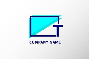 lettre de cadre d'écran t. logo d'entreprise moderne et professionnel vecteur