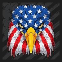 tête d'aigle à tête blanche avec motif drapeau américain pour la fête de l'indépendance américaine, la journée des anciens combattants, le 4 juillet et le jour du souvenir vecteur