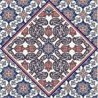 motif bandana avec éléments cachemire. mouchoir carré, parfait pour le tissu, la décoration ou le papier vecteur