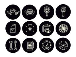 icônes vectorielles du thème de la voiture vecteur