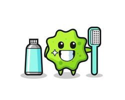 mascotte illustration de splat avec une brosse à dents vecteur