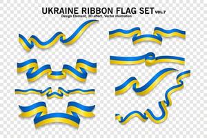 ensemble de drapeaux de ruban ukraine, élément de conception. 3d sur fond transparent. illustration vectorielle vecteur