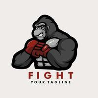 vecteur d'illustration de conception de logo de mascotte de combat de gorille pour le club de sport
