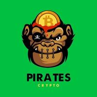 illustration de conception de logo de mascotte de crypto de pirates de gorille