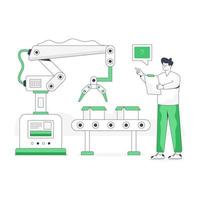 emballage de robot, illustration plate de l'automatisation de l'industrie vecteur