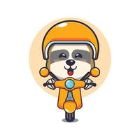 personnage de dessin animé de mascotte de paresseux mignon en scooter vecteur