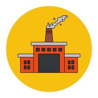icône de bâtiment d'usine de brique avec cheminée. illustration vectorielle plane.