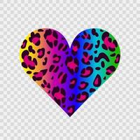 coeur de léopard brillant. couleurs arc-en-ciel. symbole de l'amour. pour la conception de blog, bannière, affiche, mode, carte. arrière-plan transparent vecteur
