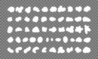 ensemble de formes aléatoires blanches. collection monochrome d'éléments splodge abstraits organiques. vecteur