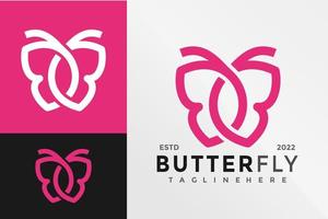 modèle d'illustration vectorielle de conception de logo de ligne de papillon de beauté vecteur