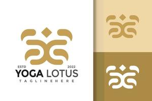 modèle de vecteur de conception de logo moderne yoga lotus personnes de luxe