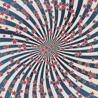 illustration de vecteur patriotique rétro américain. rayures concentriques et confettis d'étoiles aux couleurs du drapeau des états-unis.