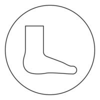 concept de soins des pieds semelle de cheville humaine icône nue en cercle rond couleur noire illustration vectorielle image contour ligne de contour style mince