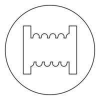 bobine fil câble bobine bobine cordon icône en cercle rond couleur noire illustration vectorielle image contour ligne style mince vecteur