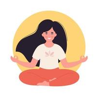 femme méditant en posture de lotus. mode de vie sain, yoga, détente, exercice respiratoire.
