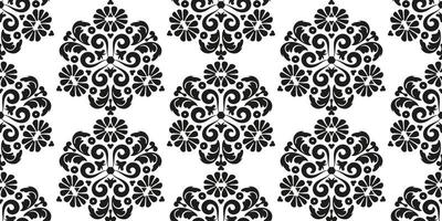 modèle sans couture dans un style oriental. motif damassé de vecteur pour papier peint, textile ou papier. motif avec vignettes. noir et blanc.