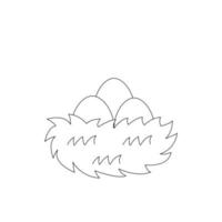illustration vectorielle de nid mignon avec des oeufs sur fond blanc. vecteur