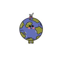 globe plat de dessin animé souriant. joyeux Jour de la Terre. joyeux emoji de terre drôle mignon. vecteur