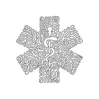 symbole de santé de serpent médical dessinant une seule ligne continue. système de médecine et concept de soins de santé. icône médicale. logo de la médecine. style de boucle de tourbillon. une ligne dessiner illustration vectorielle de conception graphique vecteur