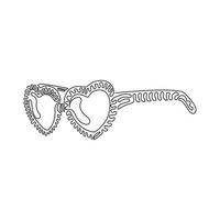 lunettes de dessin en ligne continue unique en forme de coeurs. saint valentin et amour. mode et style, accessoires de fête. style de boucle de tourbillon. dynamique une ligne dessiner illustration vectorielle de conception graphique vecteur