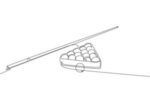 un seul dessin au trait d'une pile de boules pyramidales triangulaires pour le jeu de billard de billard à l'illustration graphique vectorielle de la salle de billard. concept de jeu récréatif de sport d'intérieur. conception moderne de dessin en ligne continue vecteur