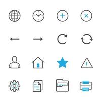 icônes de site Web et de barre d'outils avec fond blanc vecteur