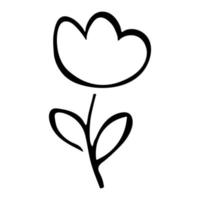 vecteur fleur simple doodle clipart. illustration florale dessinée à la main. pour l'impression, le web, le design, la décoration, le logo.