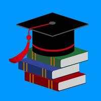 chapeau de graduation de vecteur et livre sur l'éducation