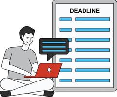 le garçon doit soumettre les données avant la date limite. vecteur