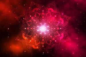 mandala de fleur circulaire avec fond de galaxie, motif oriental de mandala vectoriel, élément décoratif dessiné à la main. design unique avec fleur de pétale. concept de détente et de méditation pour le logo de la page vecteur