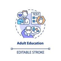 icône de concept d'éducation des adultes. compétences professionnelles. contextes d'apprentissage tout au long de la vie idée abstraite illustration en ligne mince. dessin de contour isolé. trait modifiable. vecteur