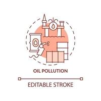 icône de concept de terre cuite de pollution par les hydrocarbures. la pollution de l'eau cause une illustration de ligne mince d'idée abstraite. catastrophe dangereuse. dessin de contour isolé. trait modifiable. vecteur