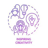 icône de concept de dégradé violet de créativité inspirante. illustration de la ligne mince de l'importance du bonheur des employés. techniques d'auto-développement. dessin de contour isolé. vecteur
